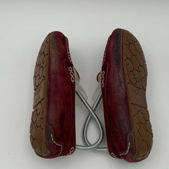 UGG Burgundy Suede Moccasin Slippers Size 7 - Picture 12 of 14
